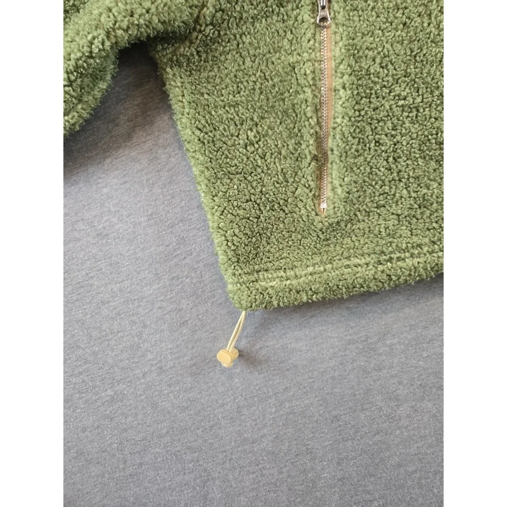 Nike Therma-Fit Sweatshirt Womens Small Green‎ 1/2 Zip Fleece Pullover Cropped